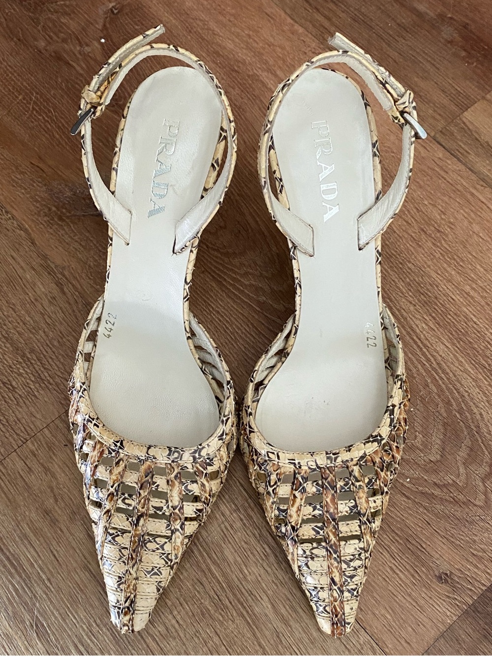 Prada Women's Beige Slingback Heels